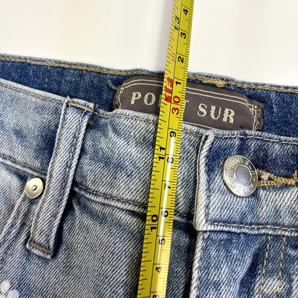 J Crew 26 Point Sur Kickout Crop Light Wash Jeans with White Flower Print Stamps - Picture 12 of 16